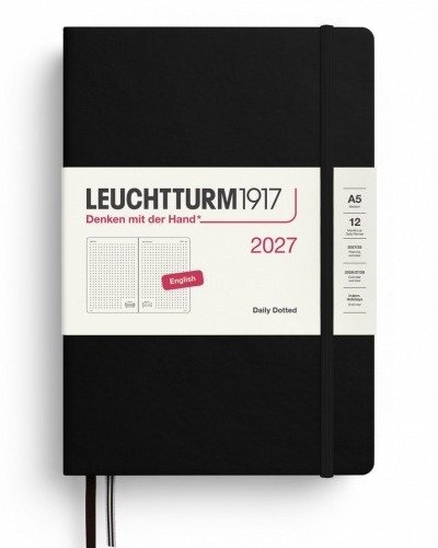 -: Denní plánovač Black, tečkovaný Medium A5 2027, anglicky