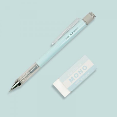 neuveden: Mikrotužka Mono Graph Pastel s gumou - ice blue, 0,5mm, blistr