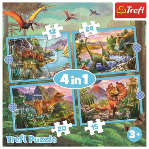neuveden: Puzzle Jedineční dinosauři 4v1 (12,15,20,24 dílků)