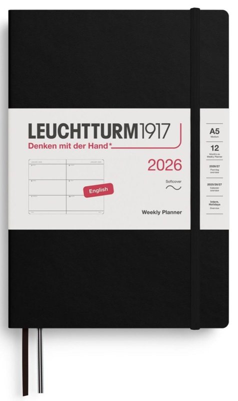 neuveden: Weekly Planner 2026 Medium (A5) Black