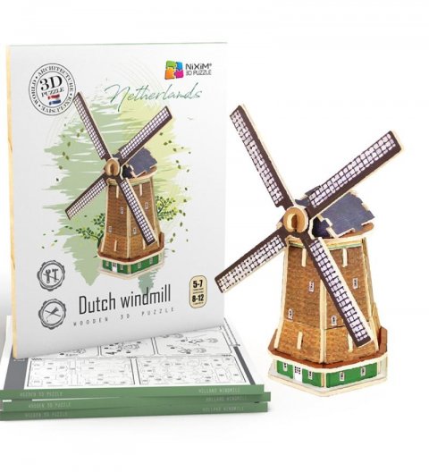 neuveden: NiXiM Dřevěné 3D puzzle - Holandský větrný mlýn neuveden: NiXiM Dřevěné 3D puzzle - Holandský větrný mlýn