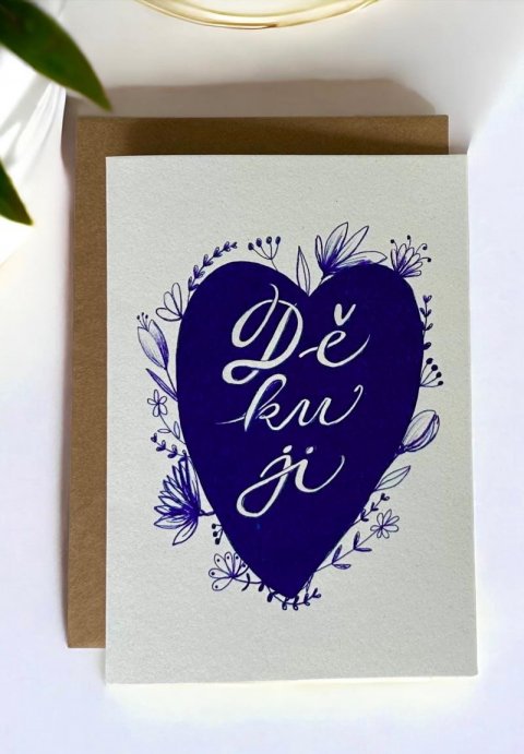 neuveden: Be Nice EKO Přání Děkuji Srdce - modré