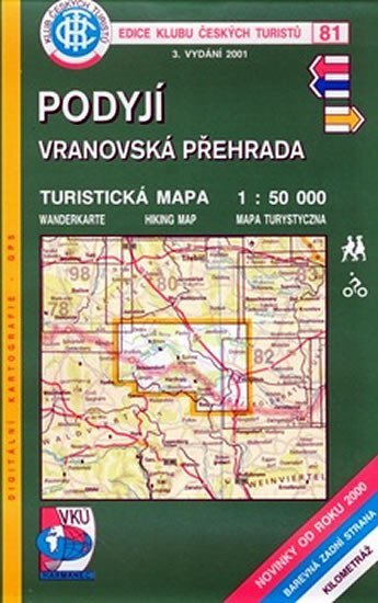neuveden: Podyjí, Vranovská přehrada - Turistická mapa - edice Klub českých turistů 8