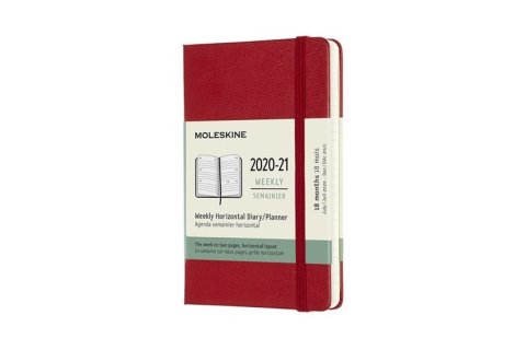 neuveden: Moleskine: Horizontální diář 2020-2021 tvrdý červený S