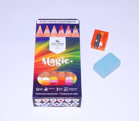neuveden: Koh-i-noor vícebarevné tužky MAGIC - 12+1 ks, ořezávátko a pryž