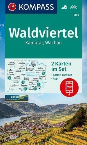neuveden: Waldviertel, Kamptal, Wachau 1:50 000 / sada 2 turistických map KOMPASS 203