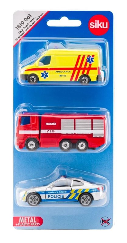 neuveden: SIKU Set mix policie, hasiči, ambulance