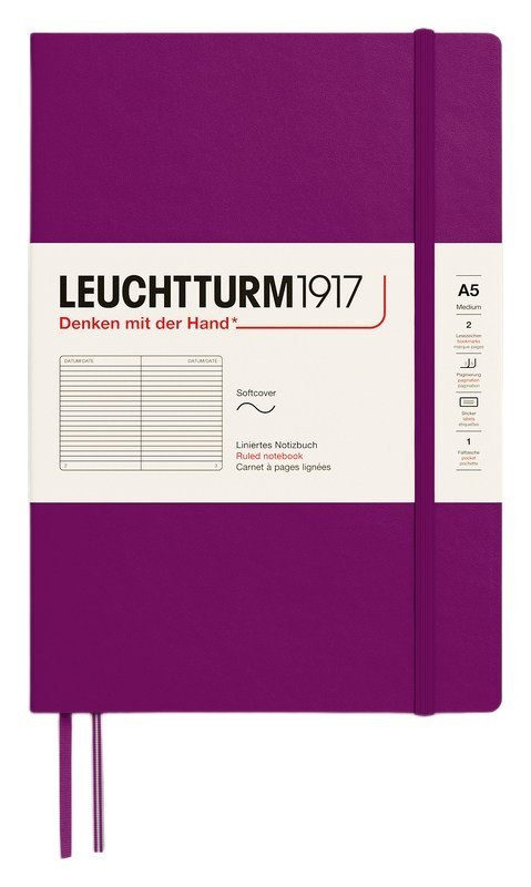 : Zápisník Leuchtturm1917 A5 měkké desky Burgundy linkovaný