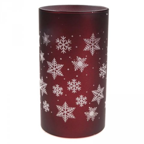 neuveden: Skleněný svícen s vločkami a LED světlem velký