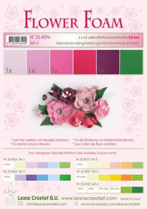 neuveden: Flower Foam Speciální pěnová guma A4 - červenorůžové barvy 6 ks neuveden: Flower Foam Speciální pěnová guma A4 - červenorůžové barvy 6 ks
