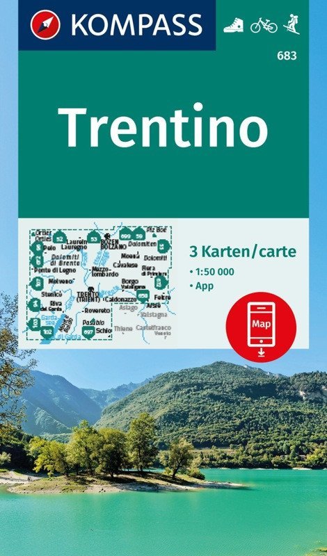 : Trentino 1:50 000 / sada 3 turistických map KOMPASS 683