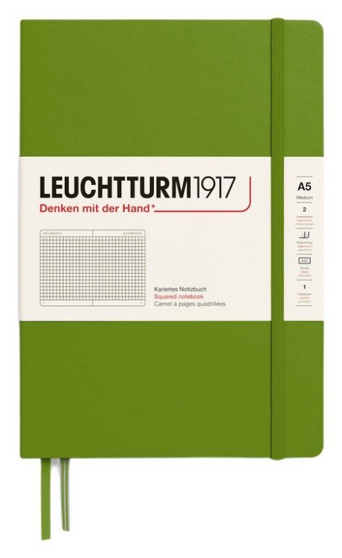 : Zápisník Leuchtturm1917 A5 tvrdé desky Moss čtverečkovaný