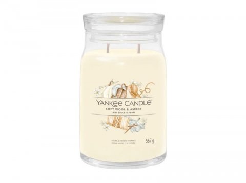 neuveden: YANKEE CANDLE Soft Wool & Amber svíčka 567g / 2 knoty (Signature velký)