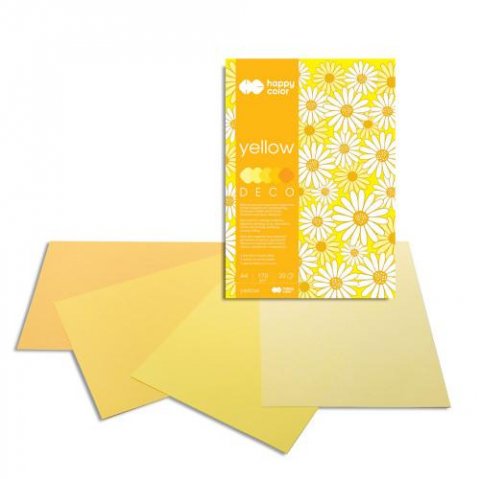 neuveden: Blok s barevnými papíry A4 Deco 170 g - žluté odstíny
