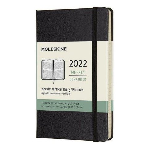 neuveden: Moleskine Vertikální diář 2022 černý S, týdenní, tvrdý