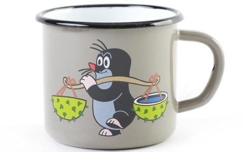 Miler Zdeněk: Krtek - hrnek smaltovaný 8cm, šedý/ kaštan