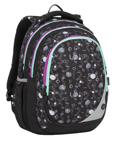 neuveden: Bagmaster Školní batoh MAXVELL 9 A BLACK/GRAY/VIOLET