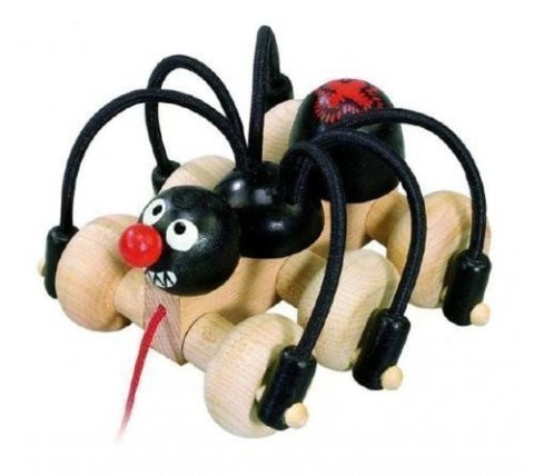 neuveden: Dětský tahací černý pavouk dřevěný 11cm