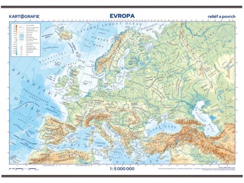 neuveden: Evropa - reliéf a povrch 1:5 000 000
