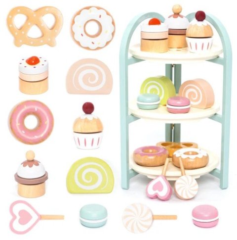 -: Dřevěný servírovací stojan se zákusky