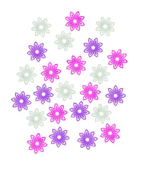 neuveden: Dřevěné květy 2cm - růžovofialový mix 24ks