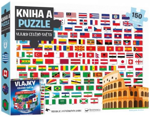 neuveden: Kniha a puzzle Vlajky celého světa