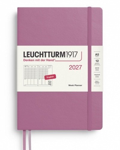 -: Týdenní plánovač Dusty Rose, Medium A5 2027, anglicky