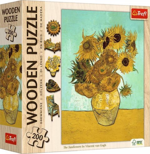 neuveden: Dřevěné puzzle Art: Vincent van Gogh - Slunečnice 200 dílků