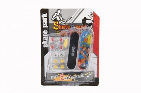 neuveden: Skateboard prstový šroubovací plast 9 cm s doplňky - mix barev na kartě