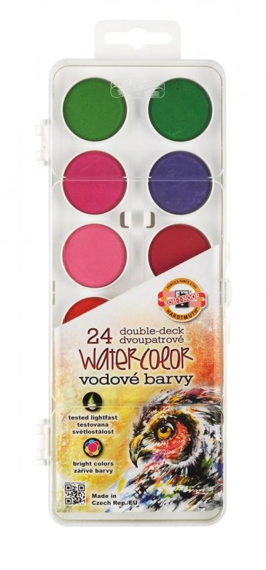 neuveden: Koh-i-noor vodové barvy/vodovky obdélník bílý 24 barev dvoupatrové