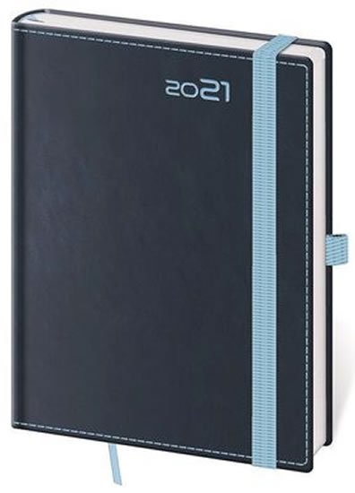 neuveden: Diář 2021: Double Blue, B6 týdenní, 120x165, s poutkem na propisku