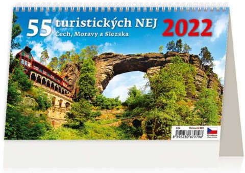 neuveden: Kalendář stolní 2022 - 55 turistických NEJ Čech, Moravy a Slezska