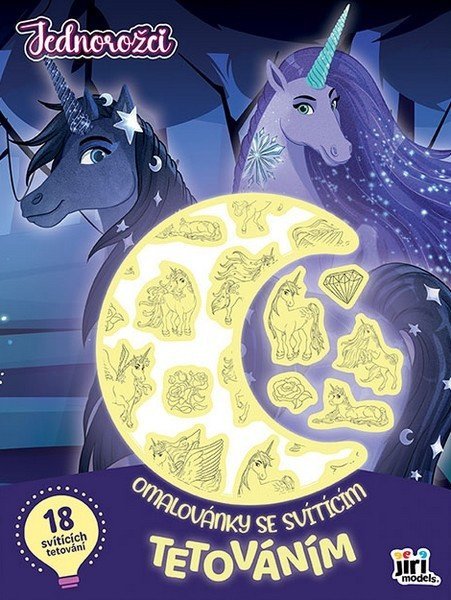 -: Jednorožci - Omalovánky se svítícím tetováním
