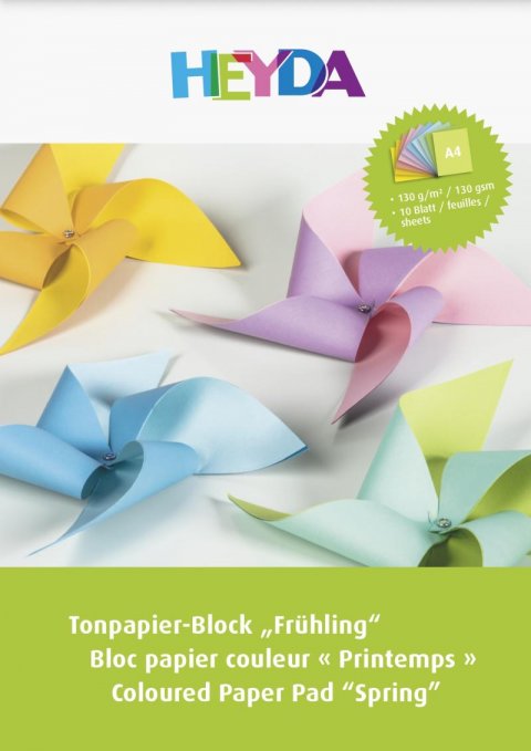 neuveden: HEYDA Blok barevných papírů 130 g A4 - větrník 10 listů