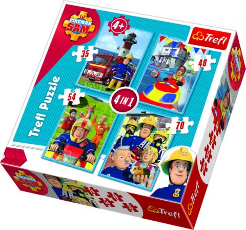 neuveden: Trefl Puzzle Požárník Sam 4v1 (35,48,54,70 dílků)