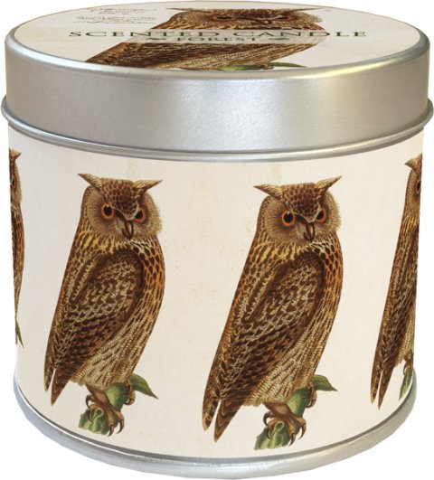 -: Vonná svíčka v plechové dóze Forest Animals Owl