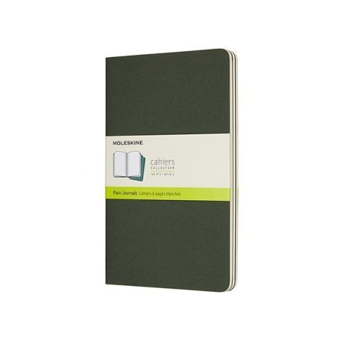 neuveden: Sešity Moleskine Cahier, L, čisté, 3 ks - tm. zelené