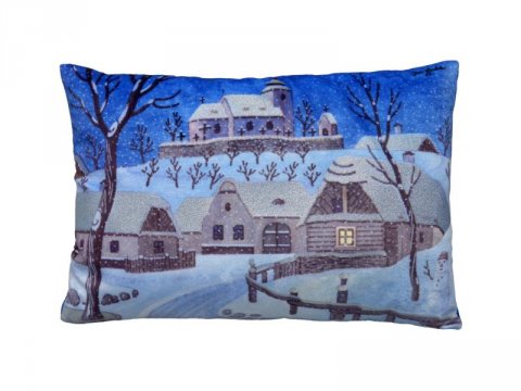 Lada Josef: Polštář Josef Lada Tichá noc se třpytkami 32x21cm