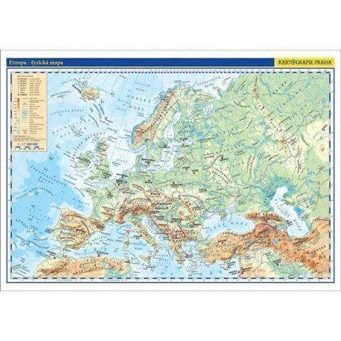 neuveden: Evropa - příruční fyzická/politická mapa 1:17 mil./42x29,7 cm