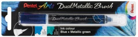 neuveden: Pentel Dual Metallic Brush štětečkový popisovač - modrý