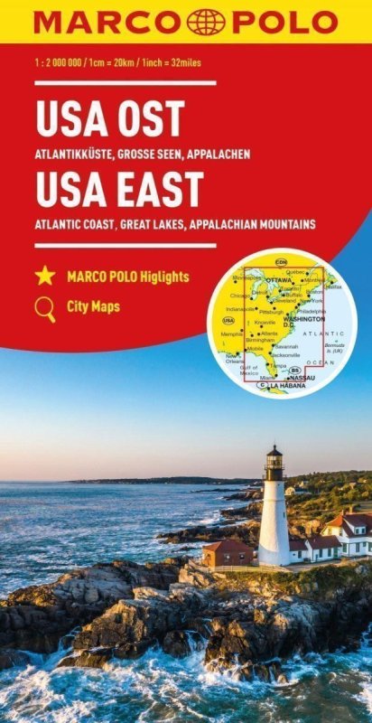 neuveden: USA východ 1:2 000 000 -  Pobřeží Atlantiku, Velká jezera, Pobřeží Atlantik