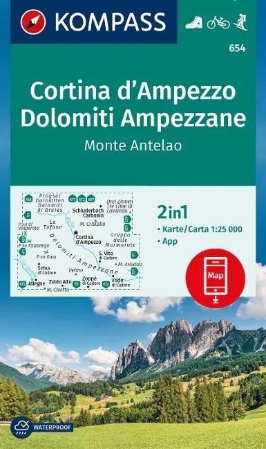neuveden: Cortina d´Ampezzo, Dolomiti Ampezzane, Monte Antelao 1:25 000 / turistická 