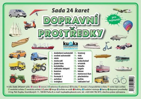 Kupka Petr: Sada 24 karet - dopravní prostředky Kupka Petr: Sada 24 karet - dopravní prostředky