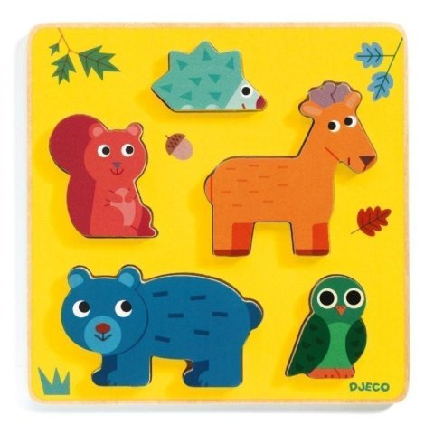 neuveden: DJECO Dřevěné vkládací puzzle Jelínek a kamarádi