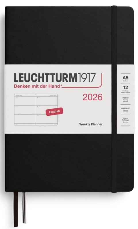 neuveden: Weekly Planner 2026 Medium (A5) Black neuveden: Weekly Planner 2026 Medium (A5) Black