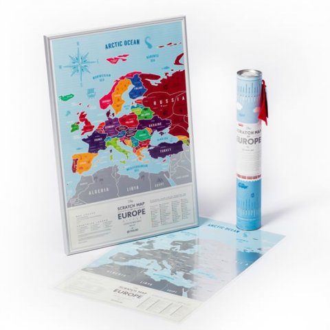 neuveden: Stírací mapa Evropy Travel Map of the Europe Silver