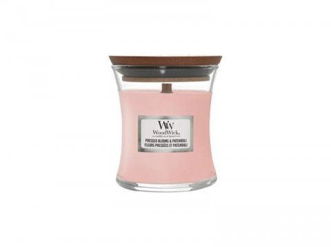 neuveden: WoodWick Pressed Blooms & Patchouli svíčka váza 85g
