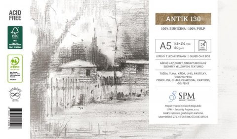 neuveden: Grafický blok Antik 130 g/m2, A5