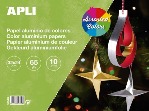 neuveden: APLI metalický papír 32 x 24 cm - blok 10 listů, mix barev