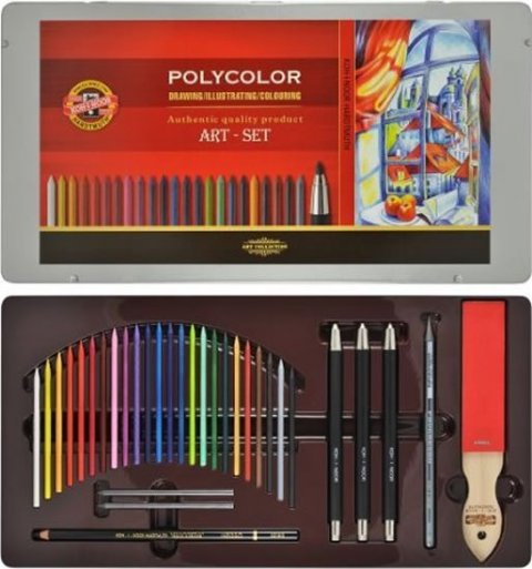 neuveden: Koh-i-noor pastelky umělecké POLYCOLOR kreslířská sada 32 ks v plechové kra